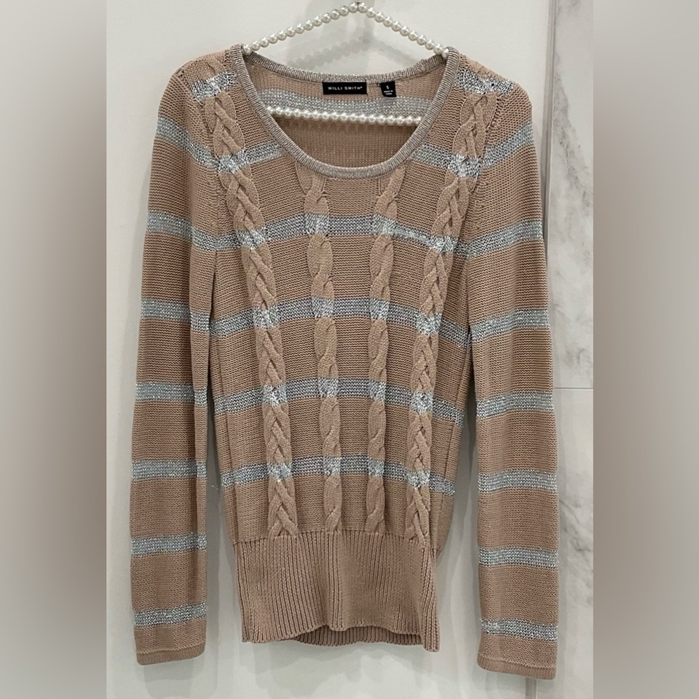 🔴SILVER/TAN CABLE KNOT SWEATER🔴